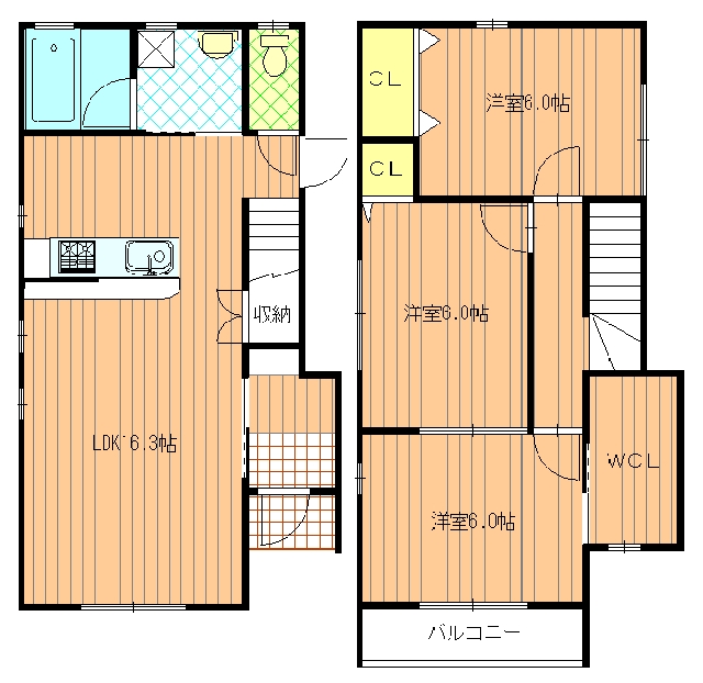 富が丘柴田借家 C棟の間取り