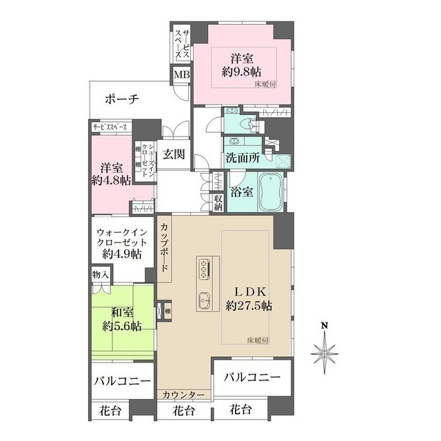 プレティナージュ御池東洞院の間取り