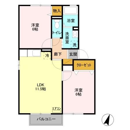 プリムヴェール弐番館の間取り