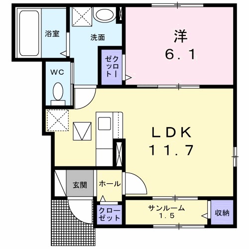 アリビオ永新Aの間取り