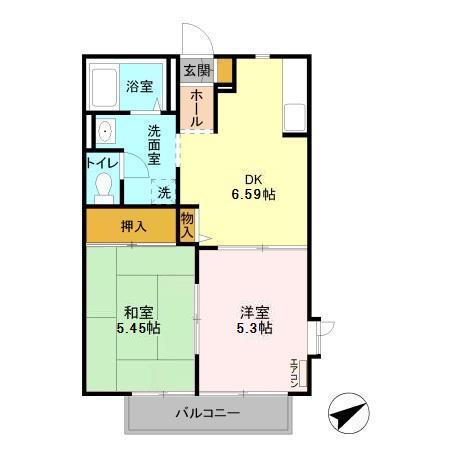 グランメール Bの間取り