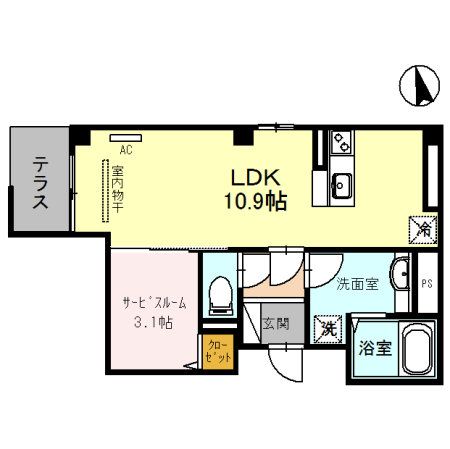 レジデンス京都洛央・101号室の間取り