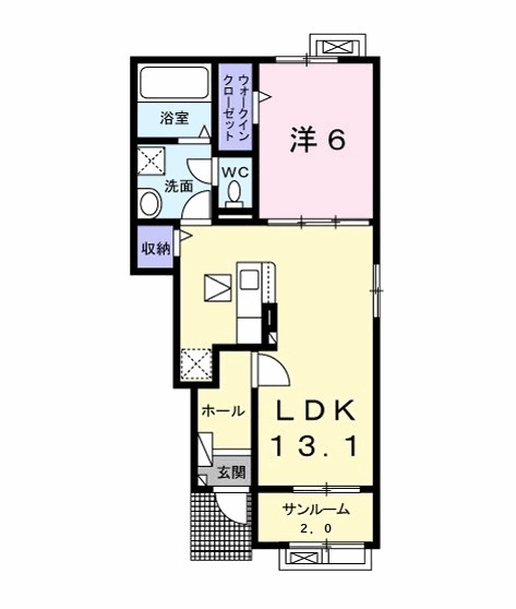 ヴィラ　アンソレイユⅠの間取り