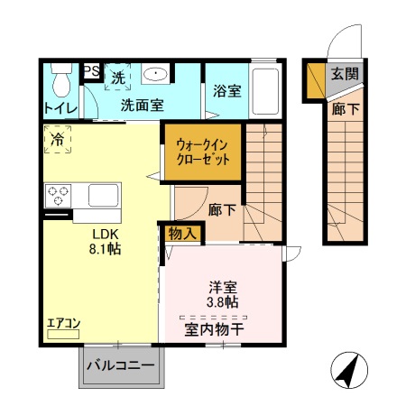 ステラ コート若草 Aの間取り