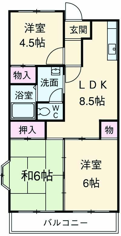 市川グリーンタウン磯貝の間取り