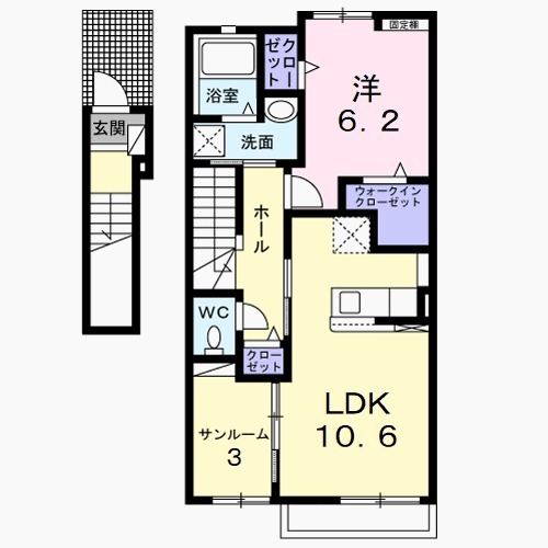 ヴィラ ロータス Aの間取り