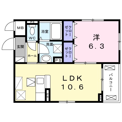ルフト・01030号室の間取り