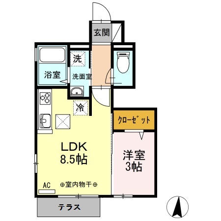 Ｄ-ｒｏｏｍ本町・101号室の間取り