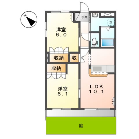 ガーデンヒルズＮＡＫＡＹＡＭＡ壱番館の間取り