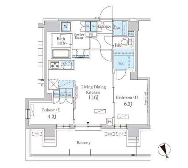 パークアクシス駒込ＨＩＬＬＴＯＰ・509号室の間取り