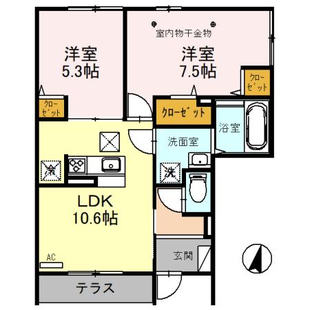 京和風　狐のかんざしの間取り