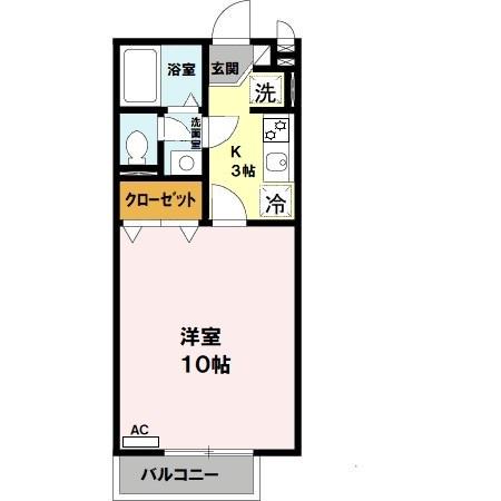 コゥジィー・コート・206号室の間取り