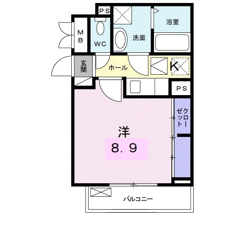 アプリコット・01030号室の間取り