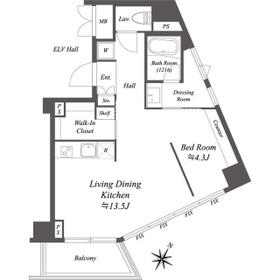 スペーシア麻布十番Ⅰ・0502号室の間取り