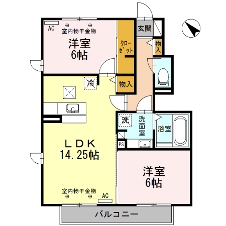クイーン ベル A棟の間取り