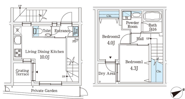 ＡＧＲＡＴＩＯ　ＴＥＲＲＡＣＥ　恵比寿・105号室の間取り