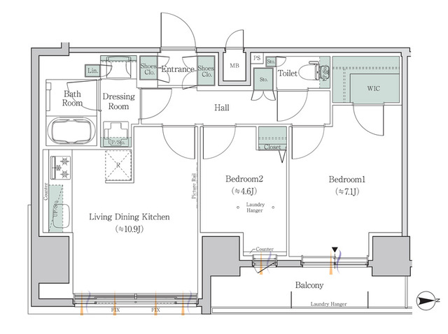 ワンルーフレジデンス板橋大山・1202号室の間取り
