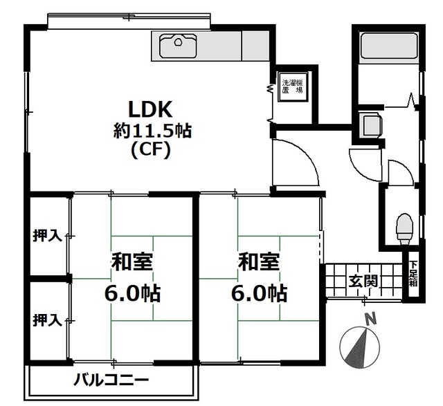 神大寺３丁目戸建・1号室の間取り