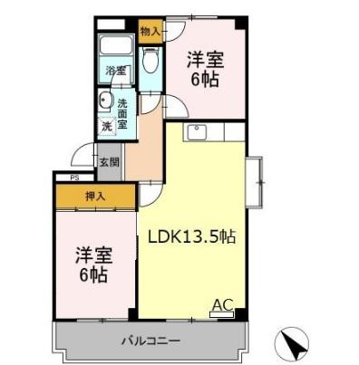 コーポタウン宮ノ北　(南棟)の間取り