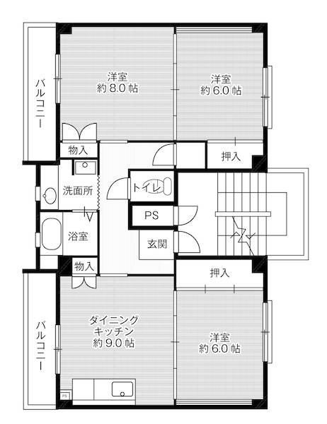 ビレッジハウス石巻2号棟の間取り