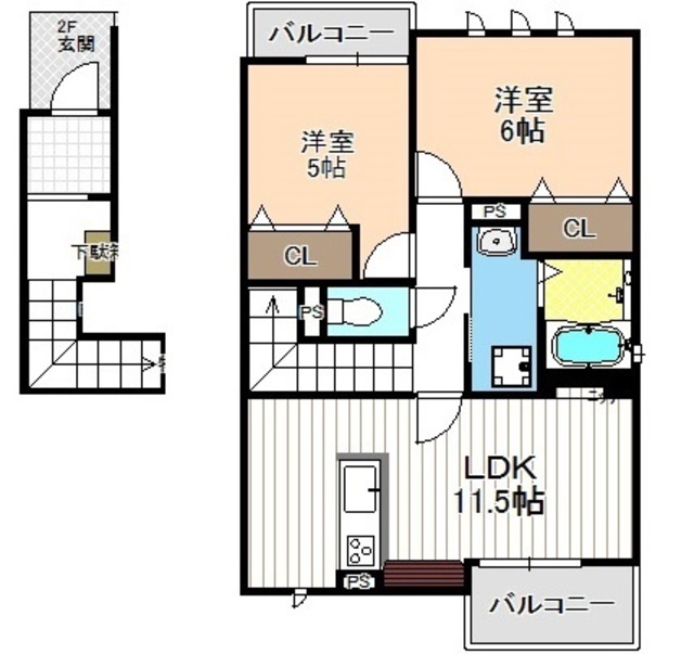 ディアコートKⅥNの間取り