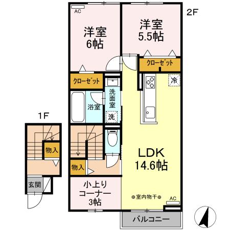 吉川の完工年月(2024年3月)築の賃貸アパートの間取り