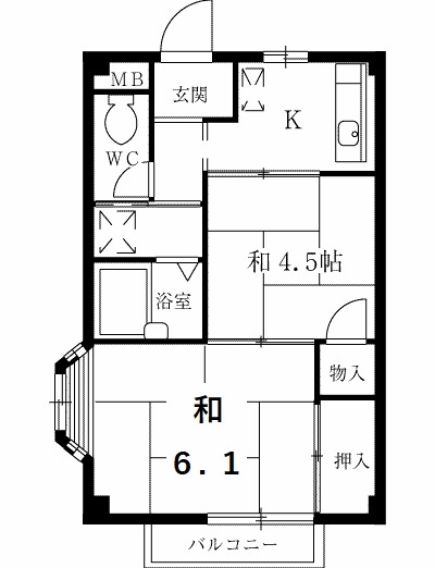 エクセルハイツ黒笹・02020号室の間取り