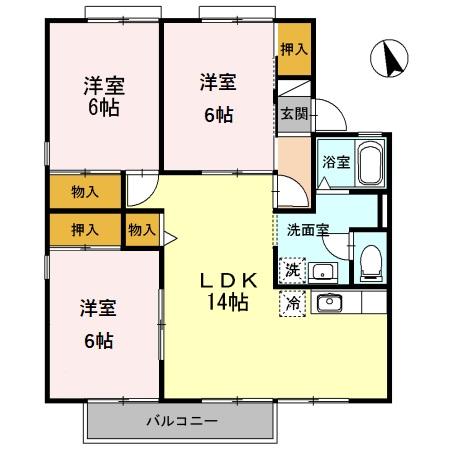 セジュール西添 Bの間取り