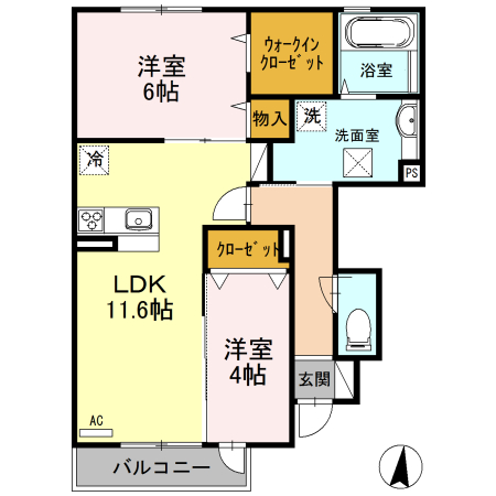カーサ高善D棟の間取り
