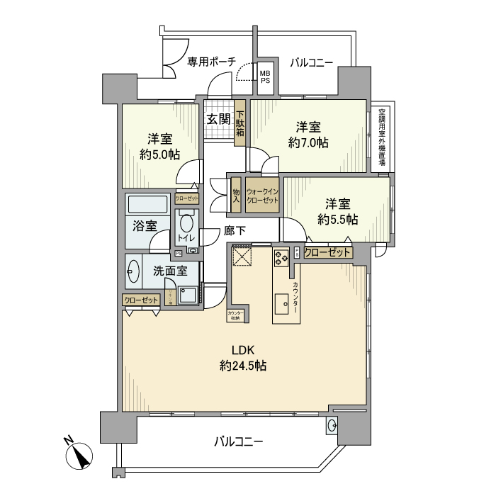 ライオンズ四日市富田マークレジデンスの間取り