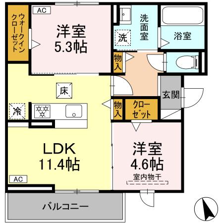 Gooden加納(グッデンカノウ)・102号室の間取り
