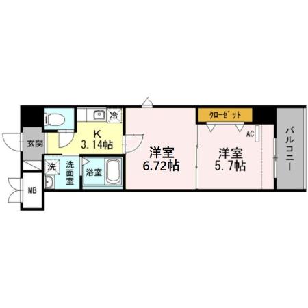 金座町の完工年月(2014年8月)築の賃貸マンションの間取り