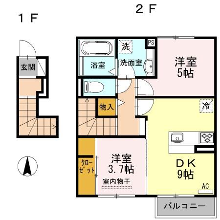 アンシャンテ憩 A棟の間取り