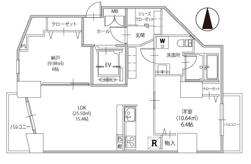 アリカ文京本郷・201号室の間取り