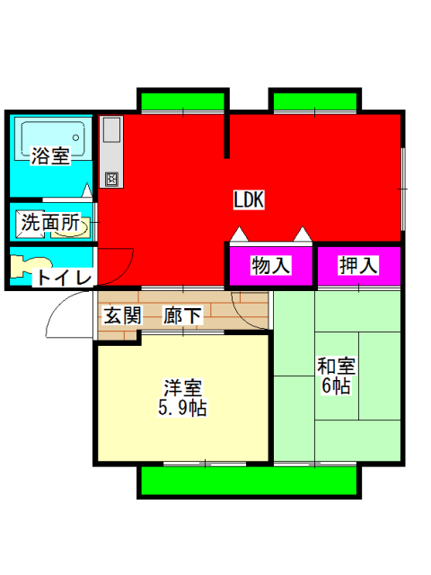 グリーンビレッジ B棟の間取り