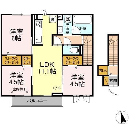 テラス　リバプール・202号室の間取り