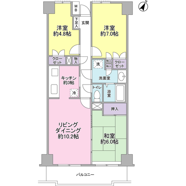 都筑フォーレ一ツ木・704号室の間取り