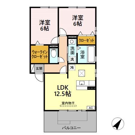 スピリア・ヒビツ Bの間取り