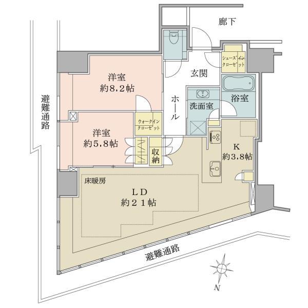 堂島の完工年月(2024年1月)築の賃貸マンションの間取り