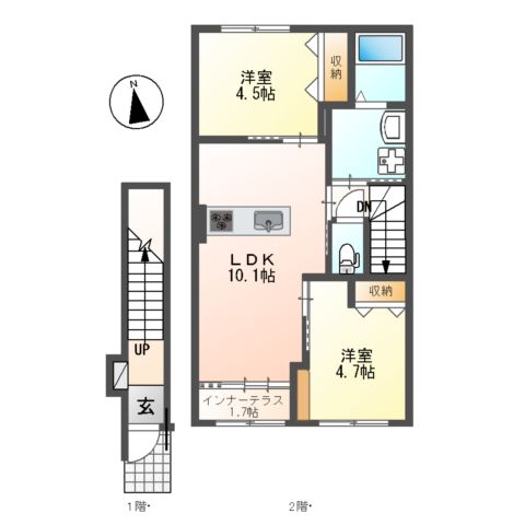 レヴメゾン神山弐番館の間取り
