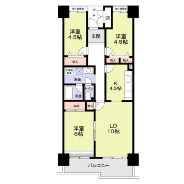 光ヶ丘パークタウン大通り北4号棟の間取り