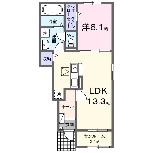 アスフォートⅡ・01030号室の間取り