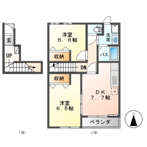 パークサイドヴィラ御里 B棟の間取り