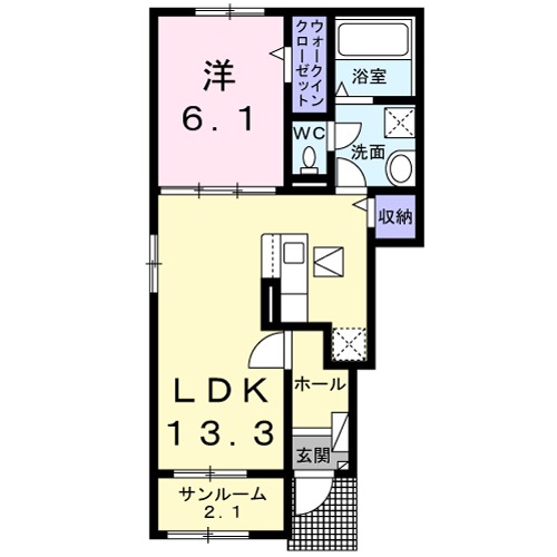 フィオーレⅠ・01010号室の間取り