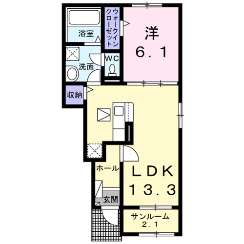 フィオーレⅠ・01040号室の間取り