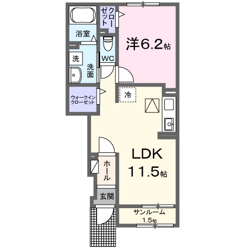 フィオーレⅡ・01020号室の間取り