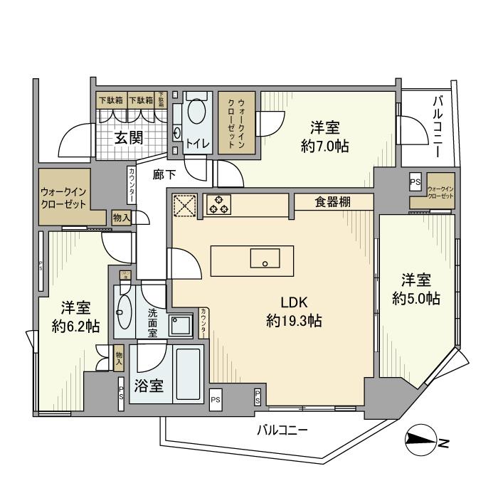 グランリビオ千代田平河町・1202号室の間取り