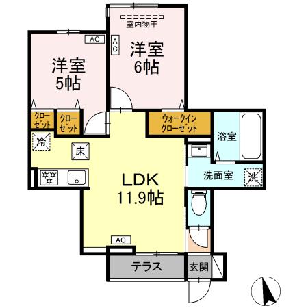 102号室の間取り