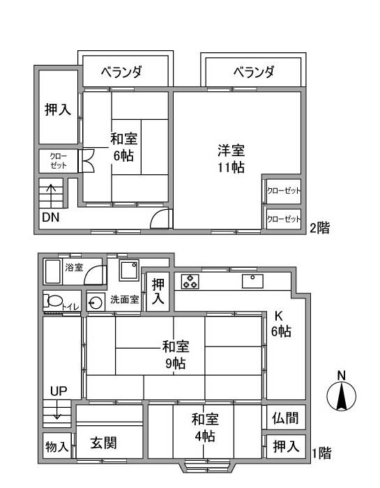 姉大宮町東側テラスハウスの間取り