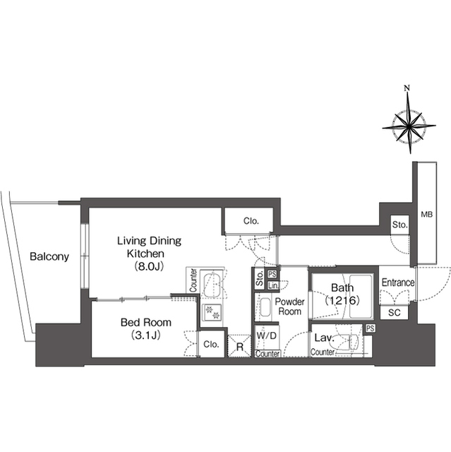 コンフォリア・リヴ本町WEST Qの間取り